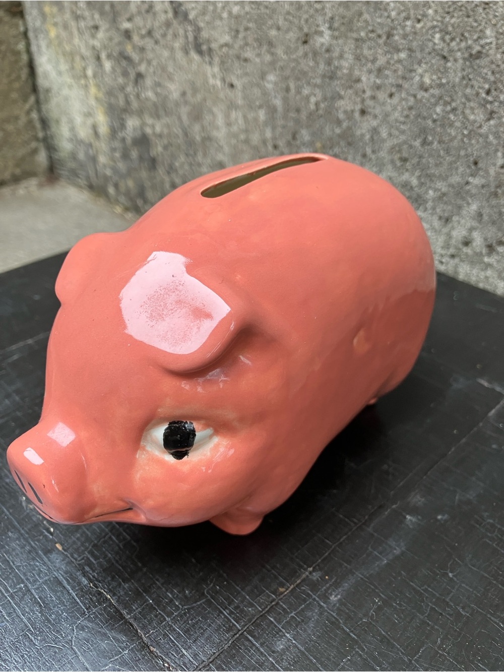 Vintage Pink Ceramic Piggy Bank 6βx 4β Hand painted With Plug